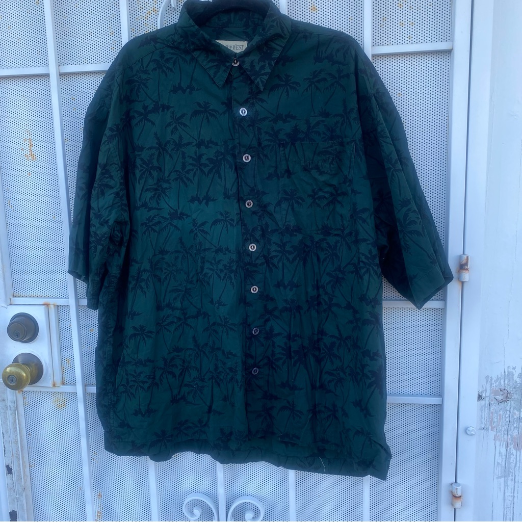 Johari West Men’s Size 3xl Short Sleeve Button Up Hawaiian Shirt Palm Tree